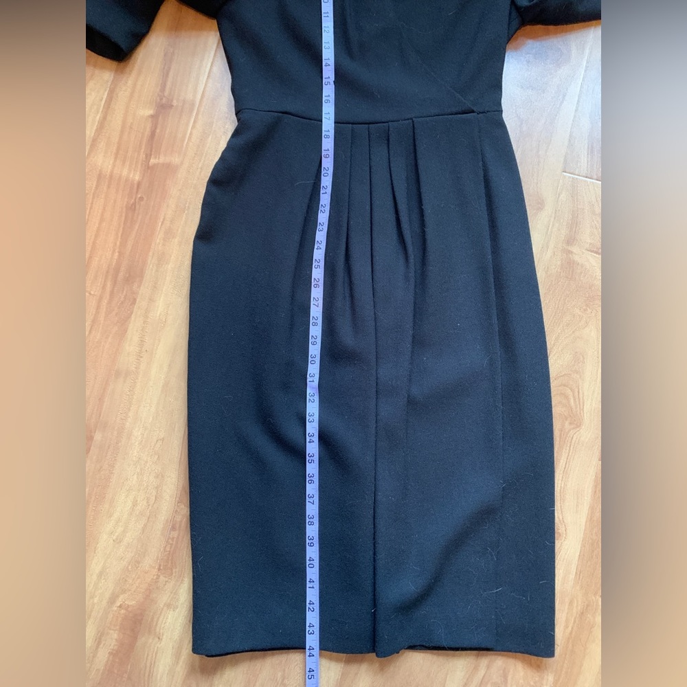 Classic Vintage 80s Black Long Sleeve Wool Professional Power Dress Sz S/M - Picture 8 of 11
